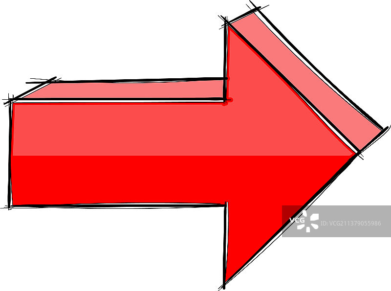 红色手绘箭头指示牌草图图片素材