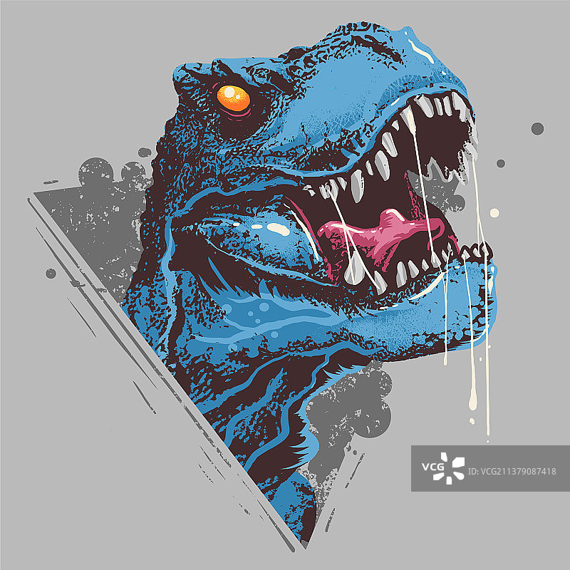 愤怒的霸王龙头像艺术作品图片素材