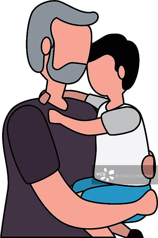 可爱的爷爷和孙子角色图片素材