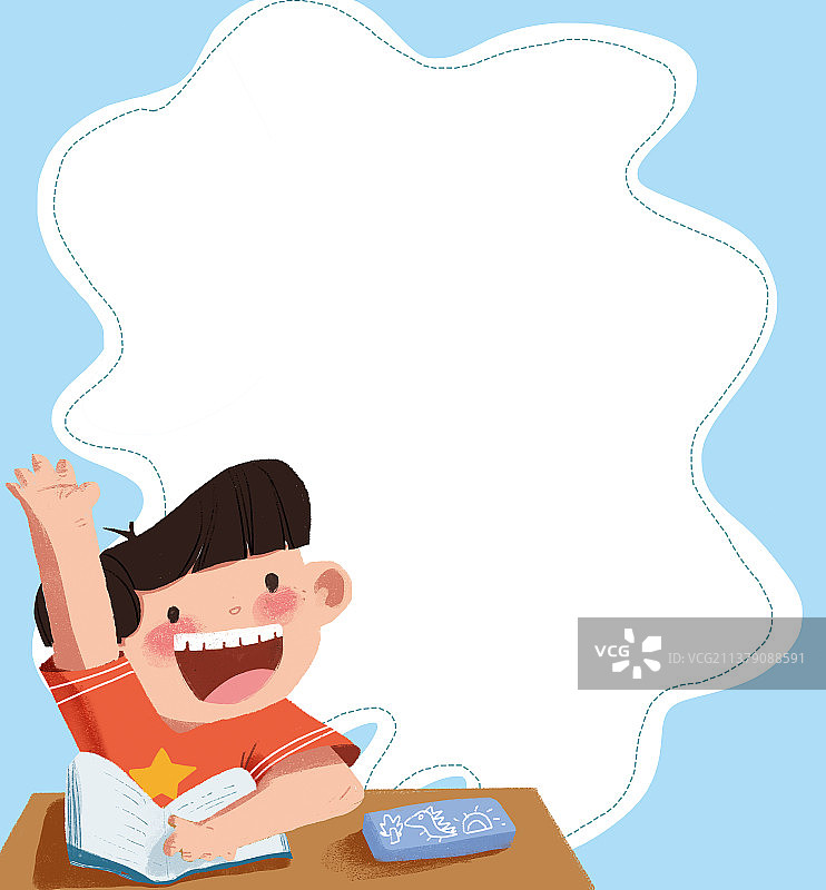 小学生 上课 学习 举手 版面设计图片素材