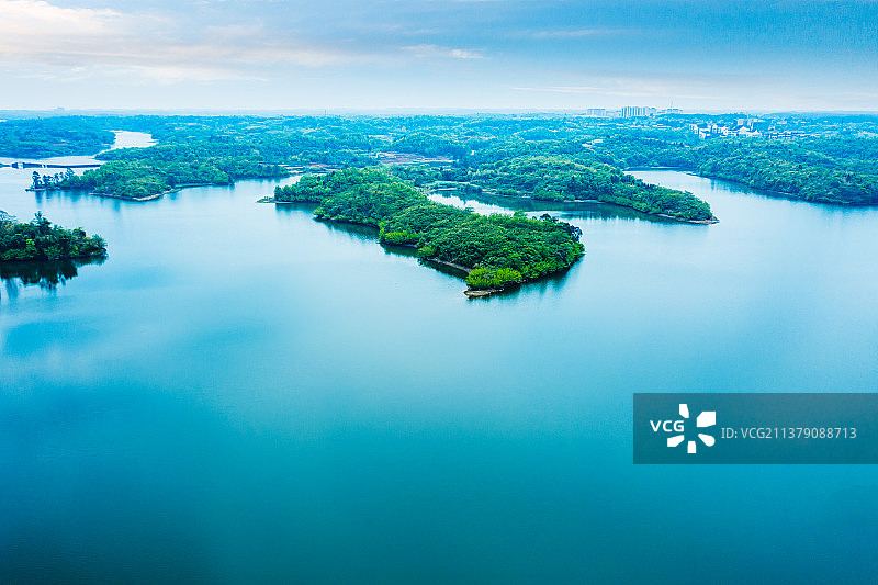 成都三岔湖航拍风光图片素材