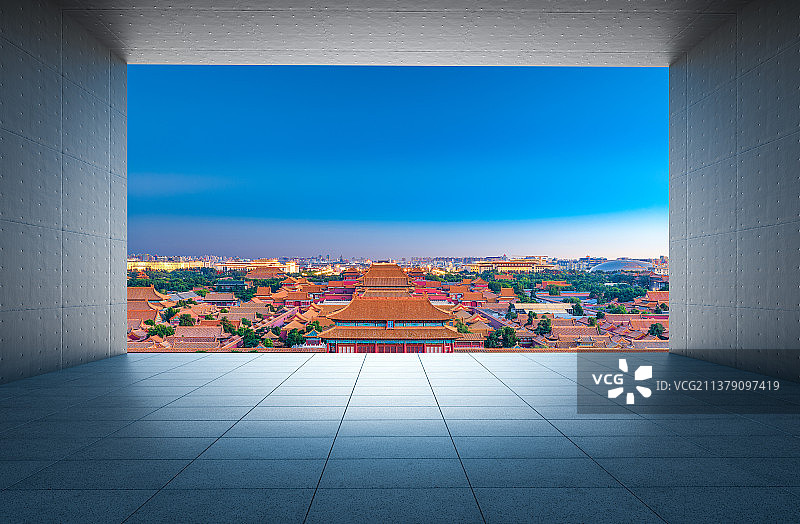 北京故宫城市风光道路平台图片素材