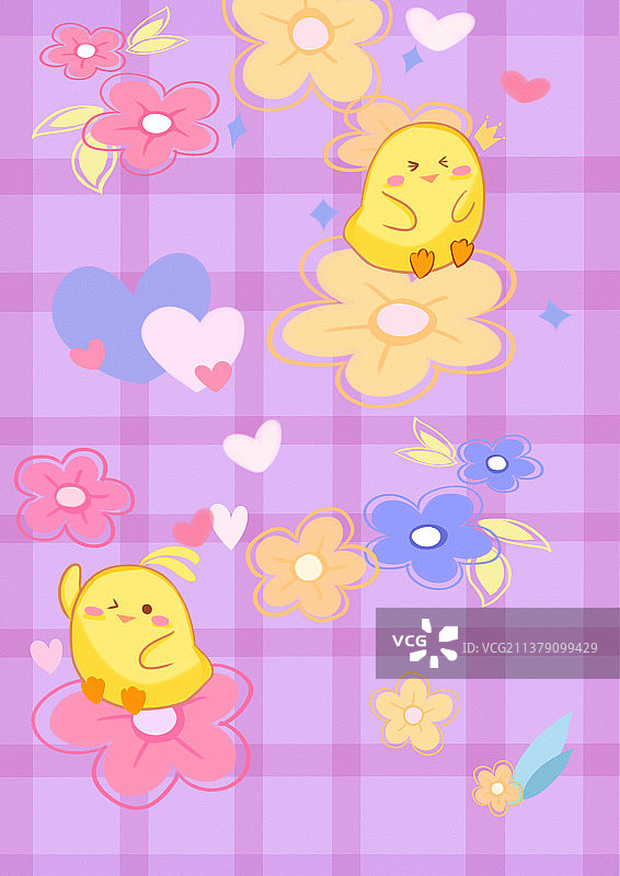 小鸡与花卉2图片素材