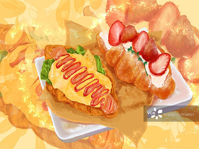 可颂 早餐面包图片素材