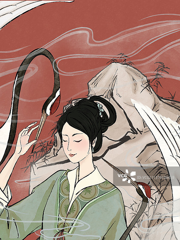 古风白鹤图片素材