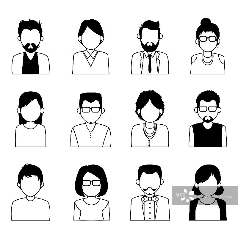 黑色免faces人物图标合集图片素材