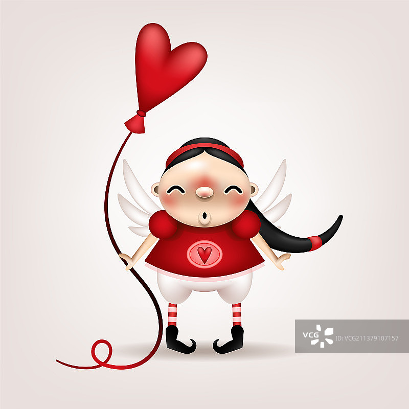 棕发女孩和气球图片素材