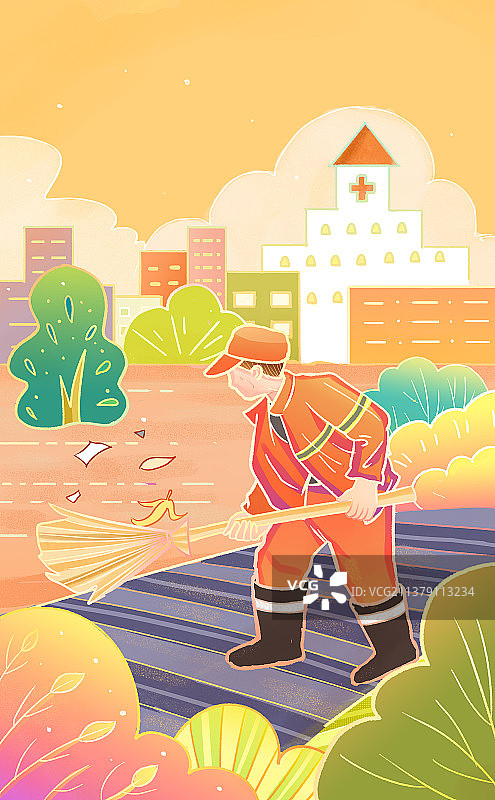 清洁工打扫卫生图片素材