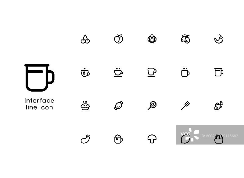 网页和移动UI基本极简图标集图片素材