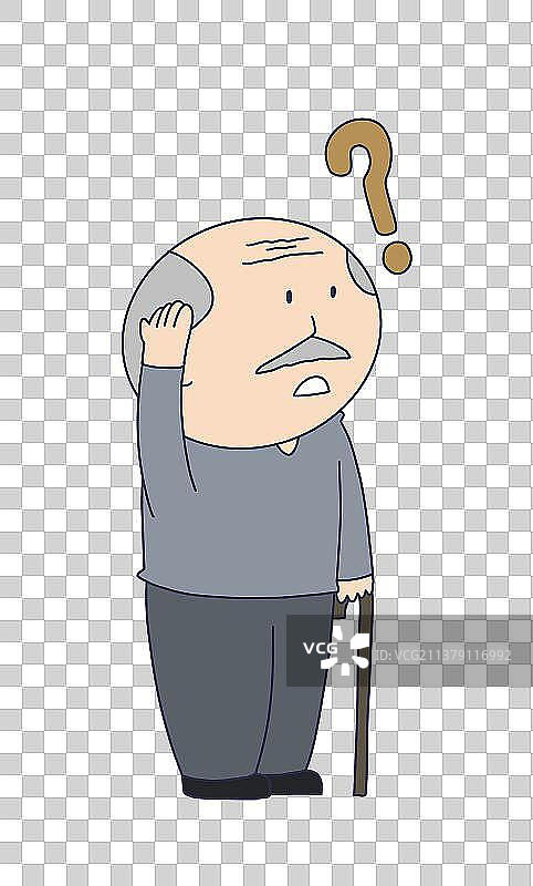 元素：疑问的老人图片素材