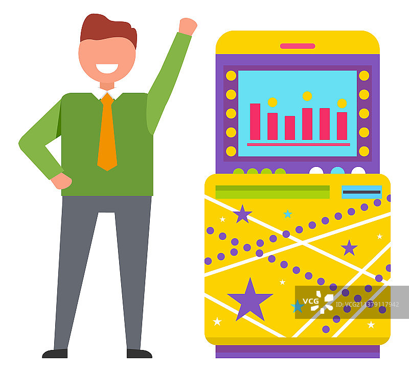 在赌场赌博机旁的人物图片素材