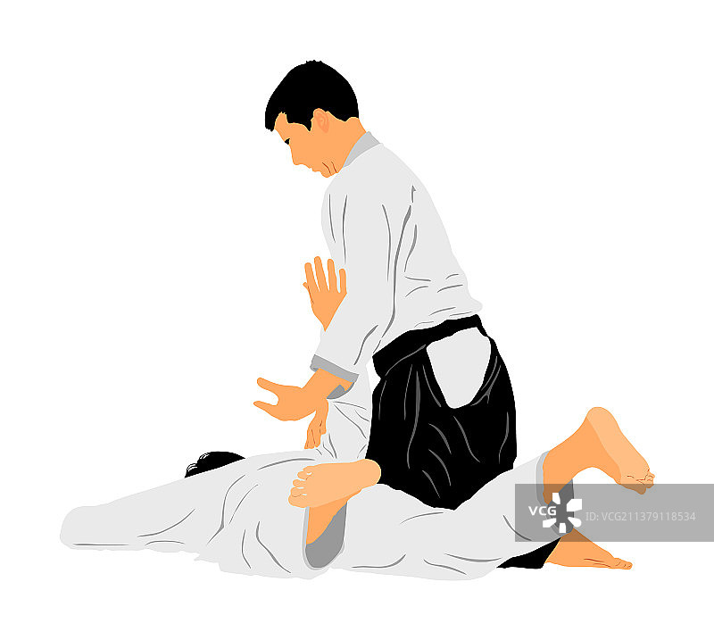 学习自卫技能的合气道武者之间的战斗图片素材