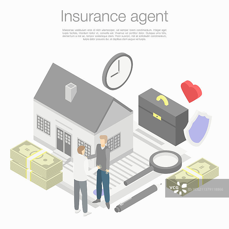 保险代理人概念背景2.5D图图片素材