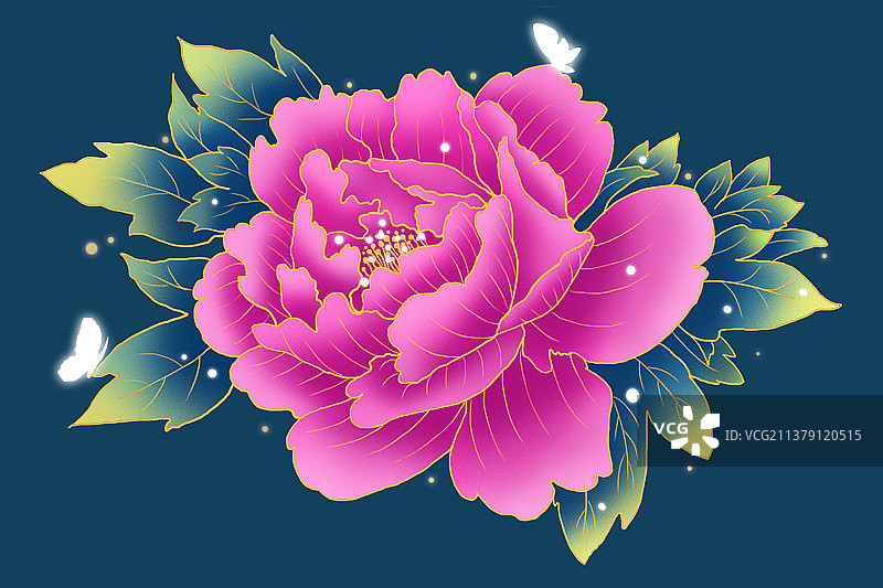 牡丹国风插画图片素材