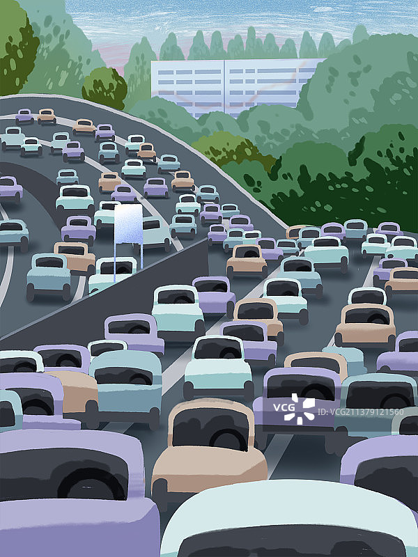 早高峰堵车马路公路交通堵塞图片素材