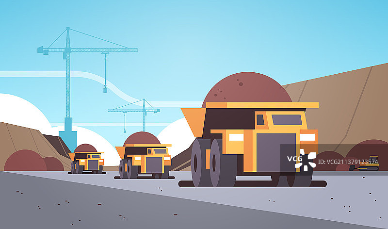 重型黄色自卸卡车专业设备图片素材