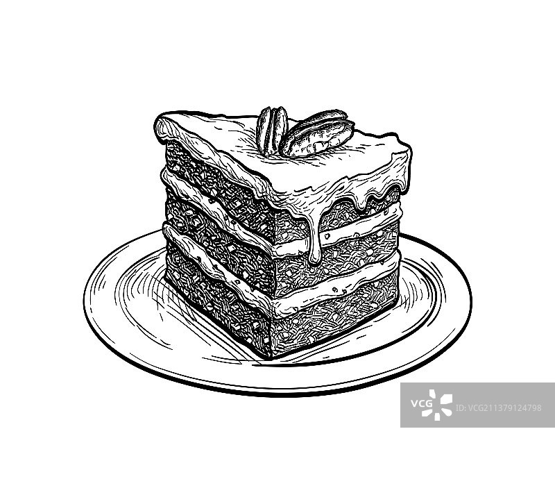 墨水素描胡萝卜蛋糕图片素材