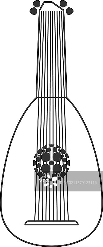 琵琶黑白扁平图标图片素材