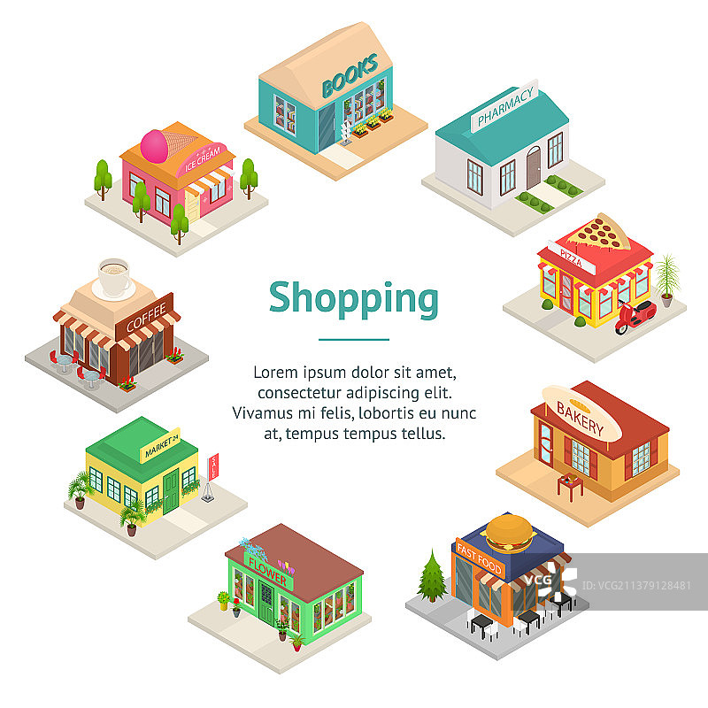 商业城市商店标志3D banner卡片圆形图片素材