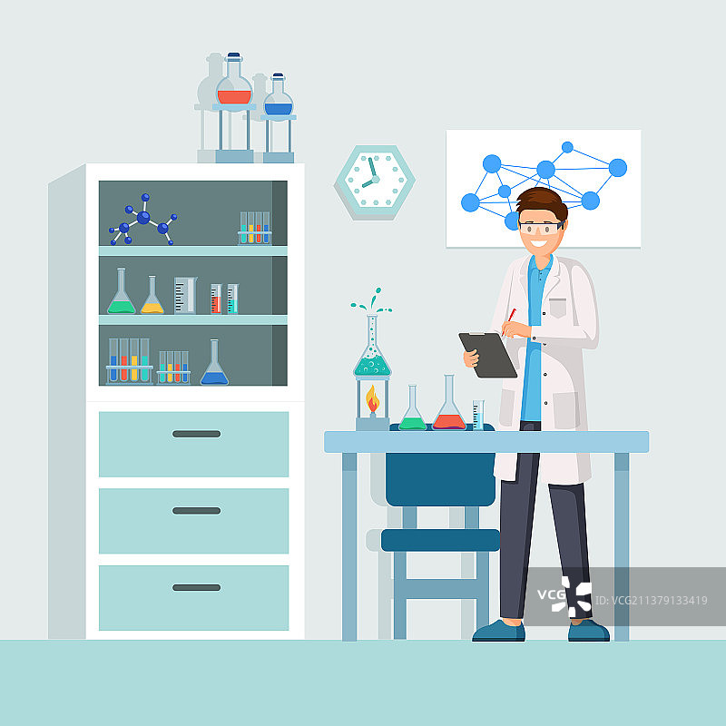 男性实验室研究员工作场景图片素材