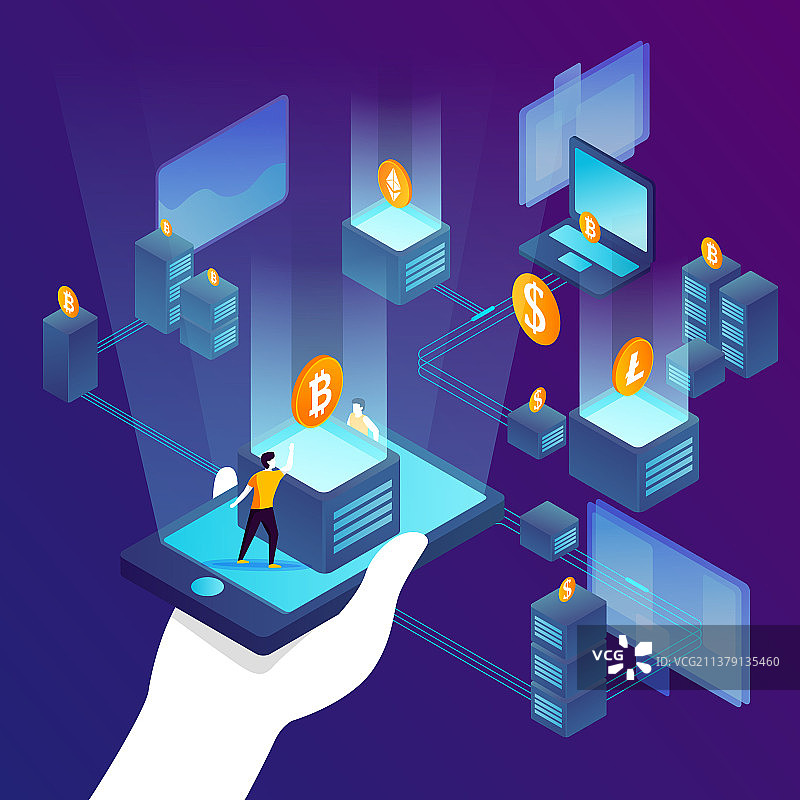 加密货币矿场流程概念设计图片素材