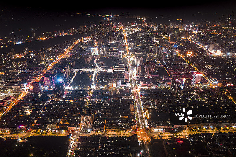 娄底航拍城市风光夜景图片素材
