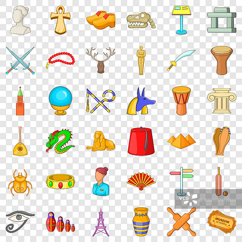 卡通风格的护身符图标集图片素材