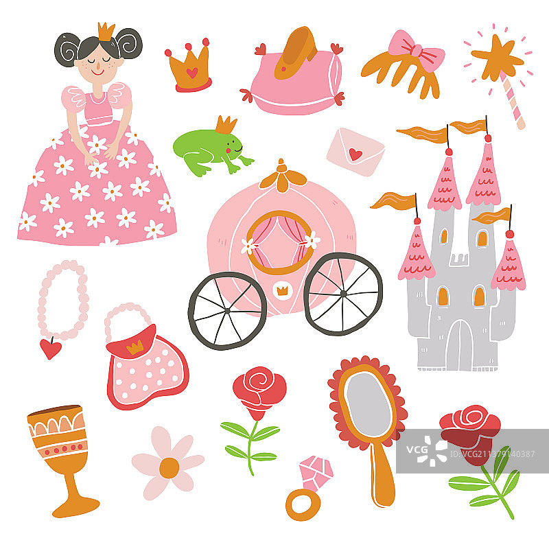 美丽的公主城堡马车和青蛙图片素材