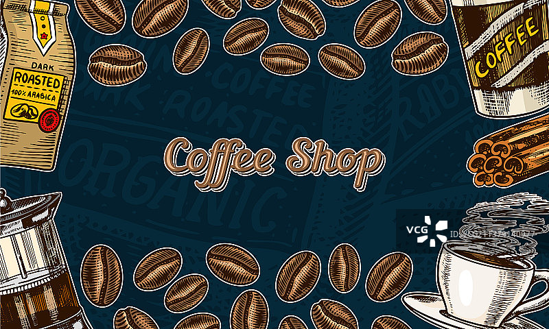 复古风格咖啡豆背景图片素材
