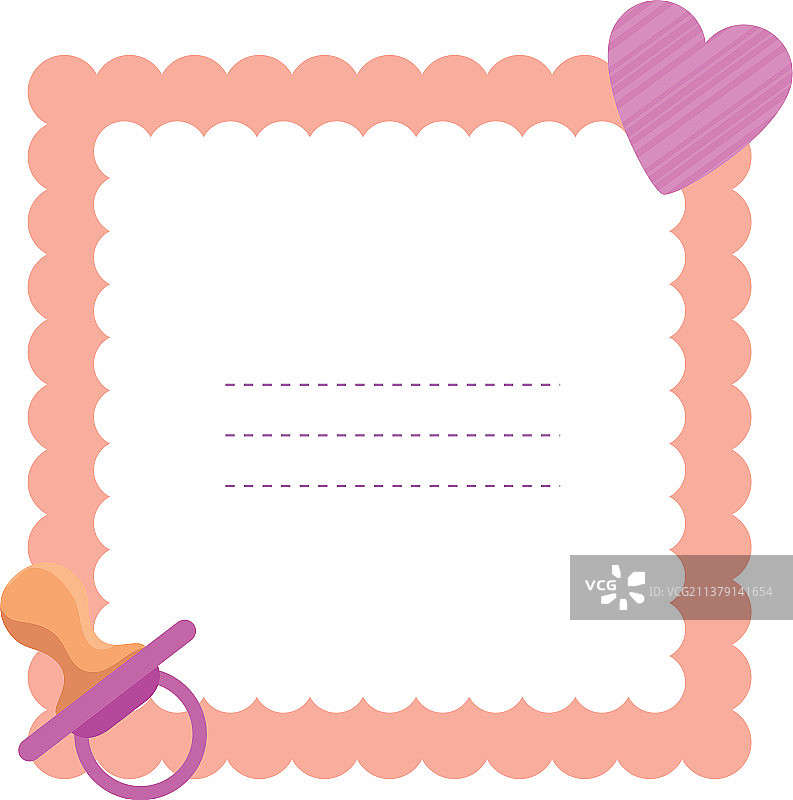 带有爱心和奶嘴的婴儿欢迎派对卡片图片素材