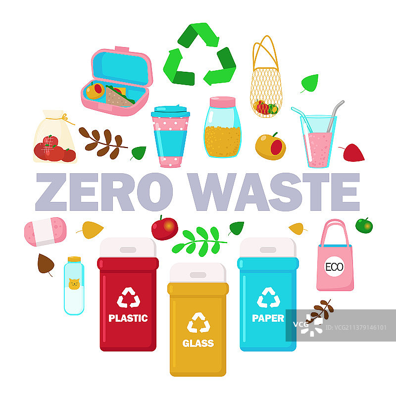 圆形零浪费组合扁平隔离元素图片素材