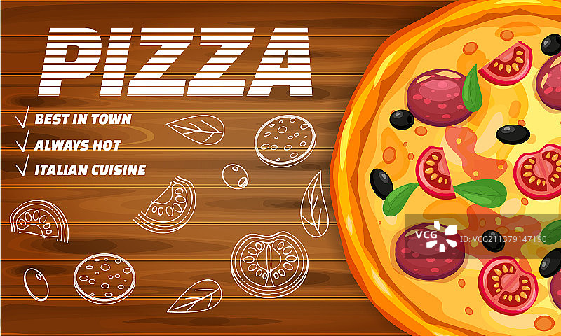 意大利披萨店横版宣传单模板图片素材