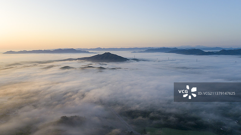 航拍中国安徽省宣城市郎溪县观天下景区云海风光图片素材