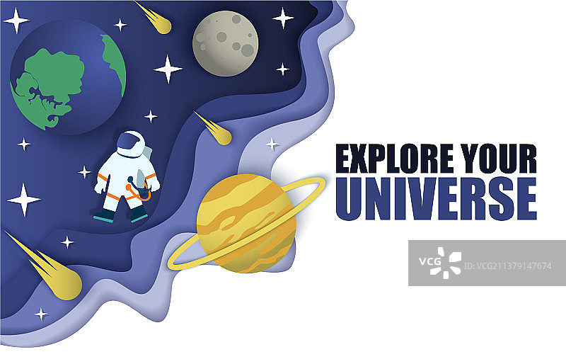 纸艺太空之旅图片素材