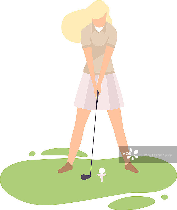 年轻金发女子打高尔夫球图片素材