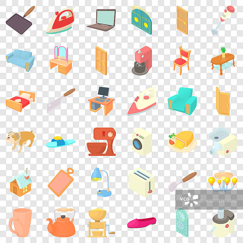 卡通风格的调音台图标集图片素材