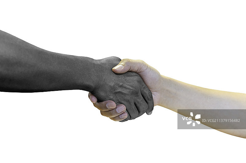 黑白握手友谊概念隔离图片素材
