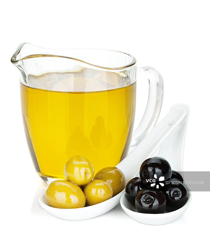 白色背景上的绿色和黑色橄榄图片素材