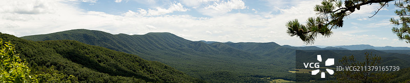 弗吉尼亚州乡村自然桥车站山脉全景图片素材