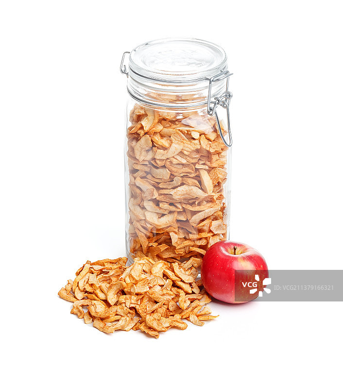 罐中苹果干特写图片素材