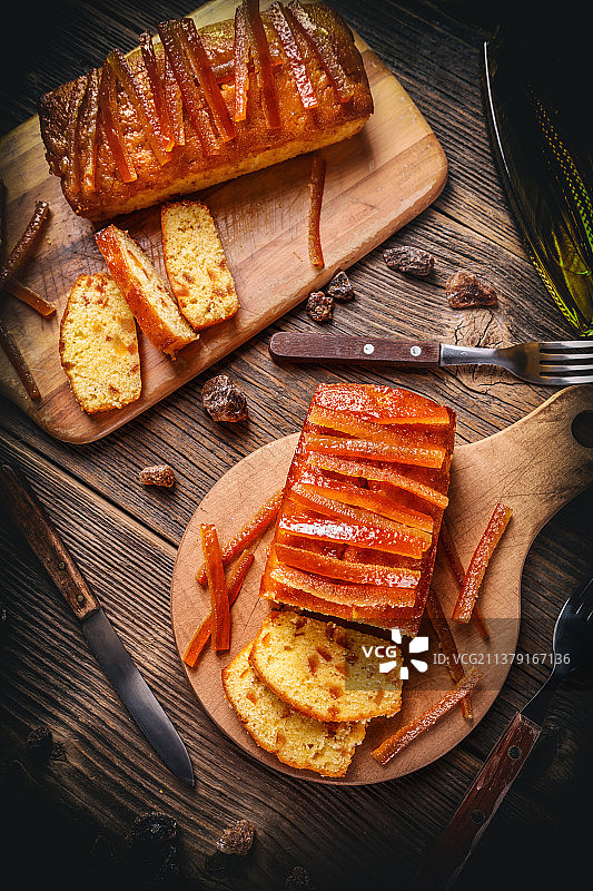 水果面包，餐桌上的面包俯视图图片素材