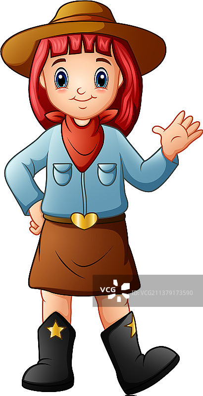 戴牛仔帽的漂亮女孩（白色背景）图片素材