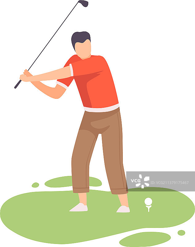 年轻男人挥杆打高尔夫球图片素材