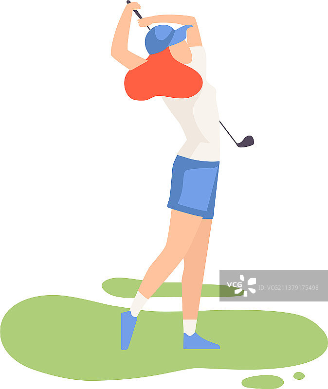 挥舞着高尔夫球杆的年轻女人图片素材