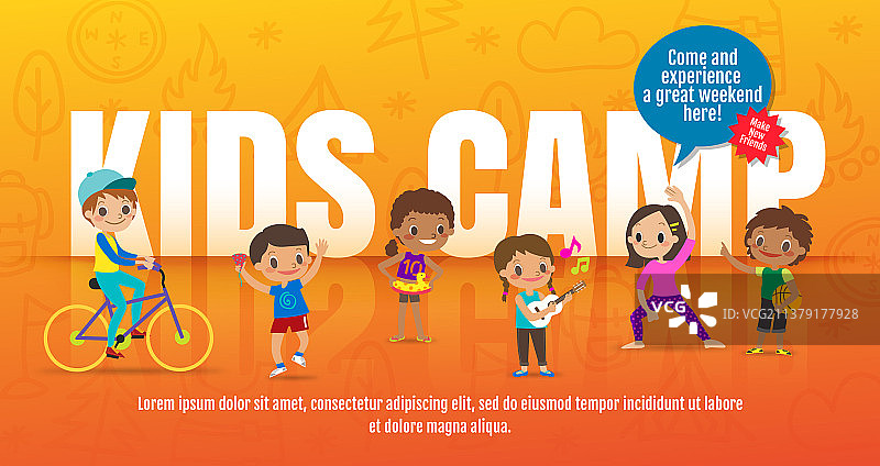 儿童露营概念儿童与许多活动图片素材