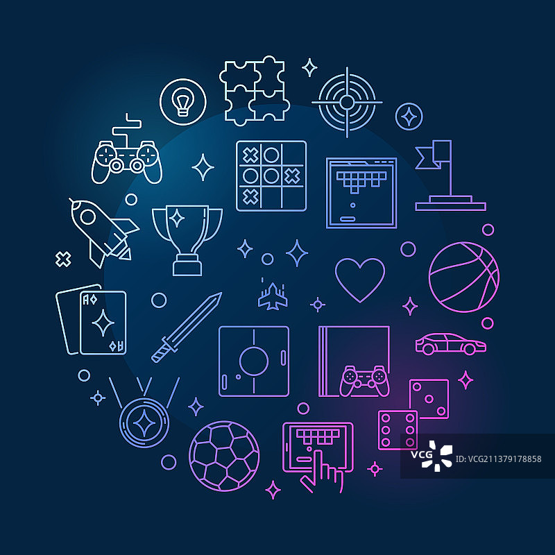 彩色圆形游戏概念轮廓图片素材