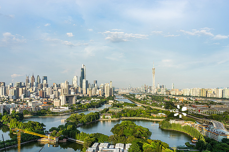 广州天河珠江新城CBD建筑群城市天际线图片素材