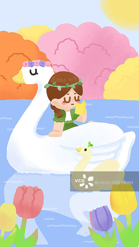 儿童插画 | 女孩与小动物的奇遇图片素材