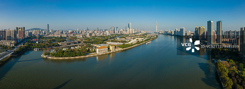 广州二沙岛城市建筑全景航拍图片素材