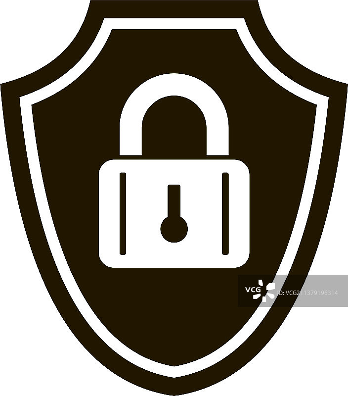 盾牌挂锁图标简约风格图片素材